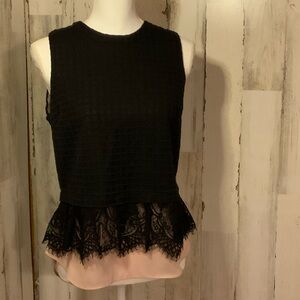 Black Lace Peplum Top